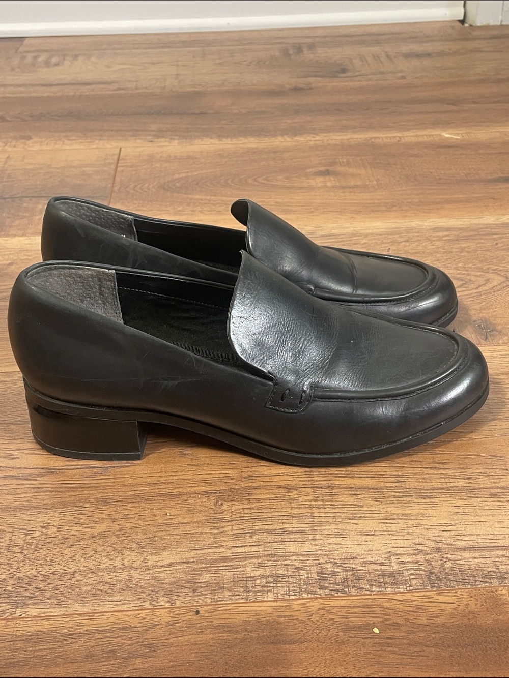 Franco Sarto‎ Black Leather Heeled Loafers Size 11